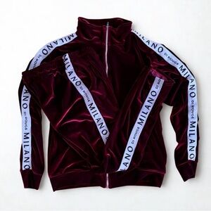 Milano Di Rouge Unisex Burgundy Red Tracksuit Luxuriously Soft and Plush Size M